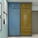Lemari Pintu Geser Biru Kuning Modern | Furniture Semarang Custom