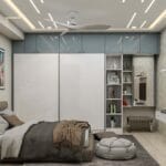 Lemari Geser 2 Pintu Modern Silver Frost & Frosty White