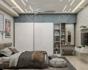 Lemari Geser 2 Pintu Modern Silver Frost & Frosty White
