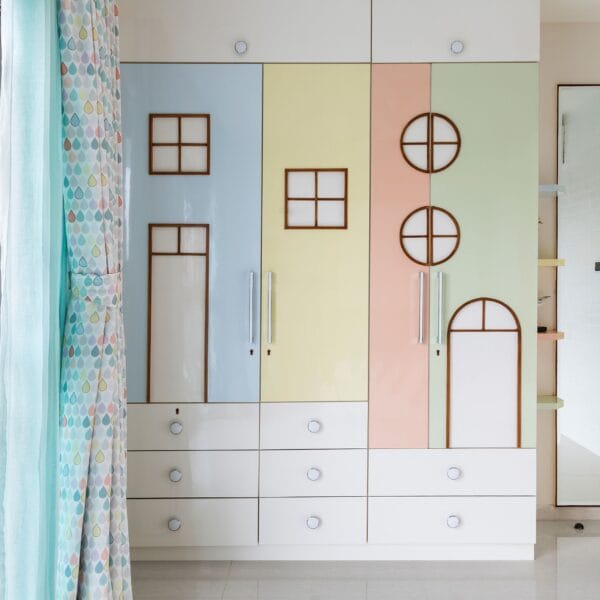 Lemari Pakaian Ayun 4 Pintu Pastel Modern & Meja Rias
