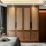 Desain Lemari Ayun 4 Pintu Modern dengan Penutup Rotan
