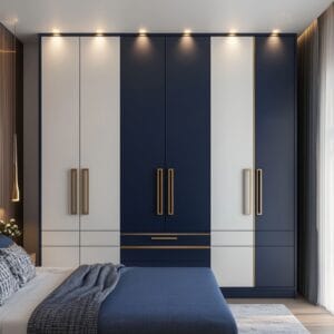 Desain Lemari 6 Pintu Modern dengan Kombinasi Warna yang Mencolok