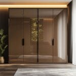 Desain Lemari Ayun 4 Pintu Kontemporer dengan Pintu Geser Bercermin