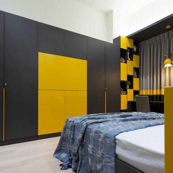 Lemari Ayun Industrial 9 Pintu: Warna Batu Tulis & Parkit Elegan