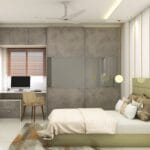 Desain Lemari Dua Pintu Kontemporer dengan Panel Cermin Berwarna