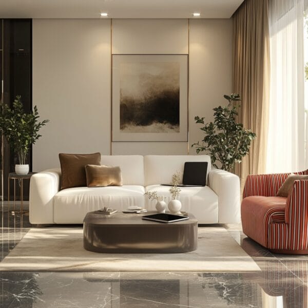 Ruang Tamu Modern dengan Sofa Putih