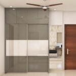 Desain Lemari 2 Pintu Kontemporer Finishing Mengkilap - Furniture Semarang