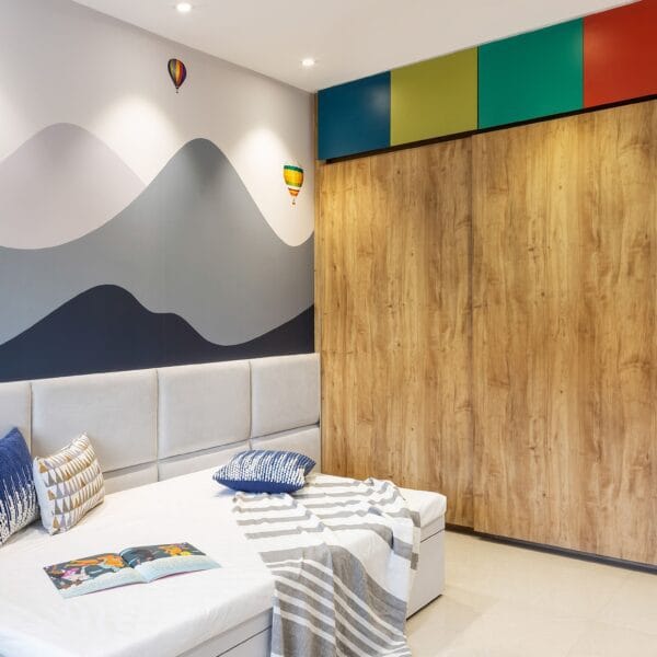 Desain Lemari Geser 2 Pintu Modern Panel Multiwarna