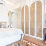 Lemari Ayun 4 Pintu Klasik Putih Frosty & Rotan Biege Custom