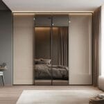 Desain Lemari Geser 4 Pintu Warna Krem Modern