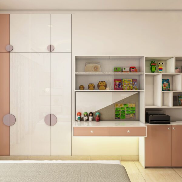 Lemari Ayun Modern Putih Peach - Furniture Semarang Custom