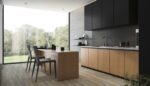 3d rendering modern black kitchen with wood built 105762 527