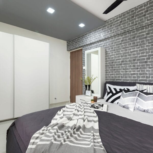 Desain Lemari Geser Kamar Tidur Rustic 2 Pintu Frosty White