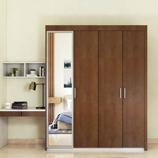 Lemari Ayun Klasik 4 Pintu Walnut Bronze Dengan Cermin