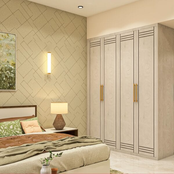 Lemari Ayun Kayu Oak 4 Pintu Klasik: Desain Elegan & Kuat