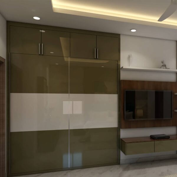 Lemari Pintu Geser Modern Custom Unit TV | Interior Semarang