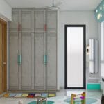 Lemari Ayun Kayu Oak 4 Pintu Modern: Desain Endgrain Premium