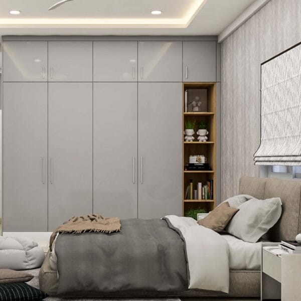 Lemari Ayun 4 Pintu Modern Abu-abu Smokey: Desain Elegan & Fungsional
