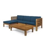 Cambridge Outdoor Wood 5 piece Sofa Set by Christopher Knight Home Gray Dark Gray CushionAcacia Outdoor Seating