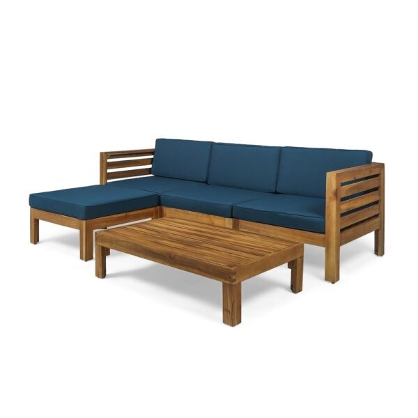 Cambridge Outdoor Wood 5 piece Sofa Set by Christopher Knight Home Gray Dark Gray CushionAcacia Outdoor Seating
