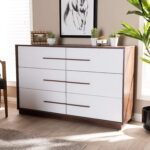 Mid Century Modern 6 Drawer Dresser Brown Mid Century Wood Walnut Finish