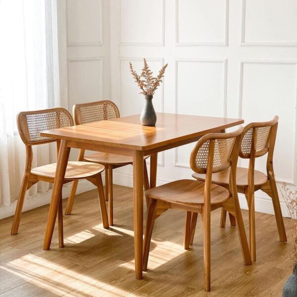 Set Kursi Makan Jati Cafe Minimalis Moderon Rotan