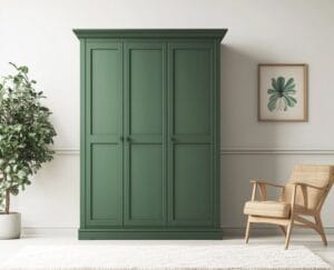 Desain Lemari Ayun 3 Pintu Tradisional Warna Hijau