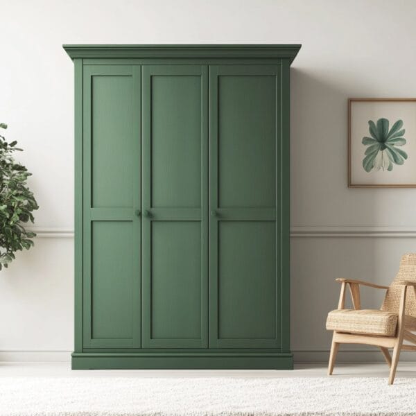 Desain Lemari Ayun 3 Pintu Tradisional Warna Hijau