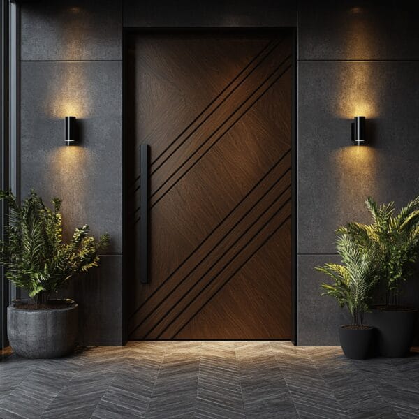 Pintu Tunggal Ayunan Matte Modern untuk Pintu Masuk