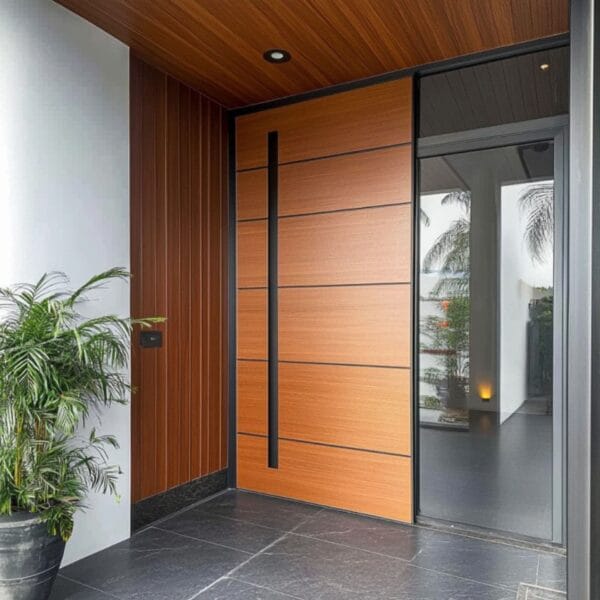 Desain Pintu Tunggal Ayunan Swing Matte Kontemporer untuk Pintu Masuk