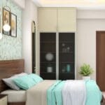 Desain Lemari Ayun Warna Krem Kontemporer untuk Kamar Tidur