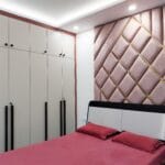 Desain Lemari Ayun 5 Pintu Putih Modern dengan Finishing Suede
