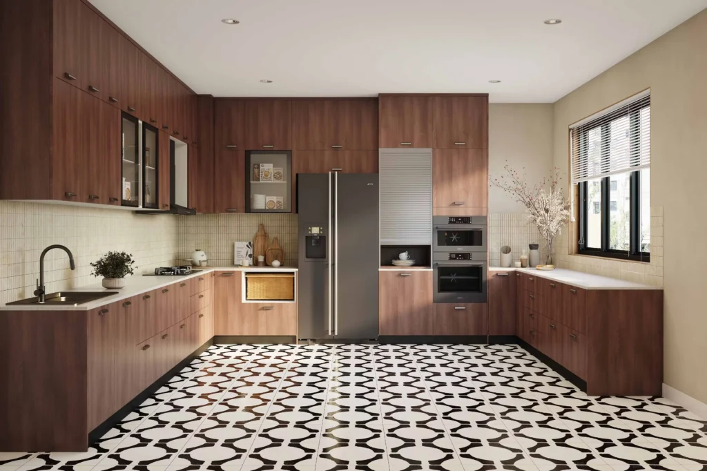 10 Desain Dapur Minimalis Modern Ukuran Kecil Tapi Cantik Terbaru 2 Desain Dapur Berbentuk U Pedesaan – Acacia Exodus dan Meja Kuarsa