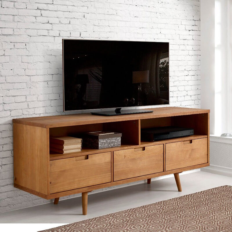 Meja TV Retro Jati Carson Minimalis Style In Natural Meja TV Retro Jati Carson Minimalis Style In Natural