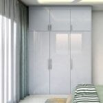 Desain Lemari Ayun Warna Pastel Glossy Finish dengan Gaya Minimalis