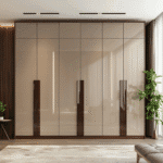 Desain Lemari Ayun 6 Pintu Warna Krem Kontemporer