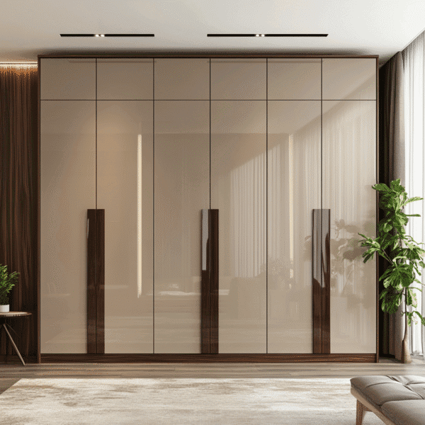 Desain Lemari Ayun 6 Pintu Warna Krem Kontemporer