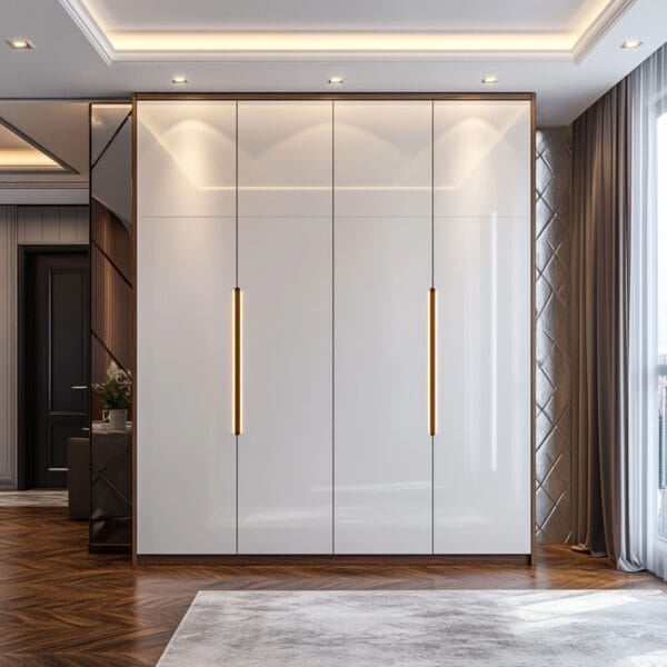Desain Lemari Ayun 4 Pintu Kontemporer Warna Putih