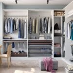 Lemari Pakaian Terbuka Modern Frosty White Laci Rak