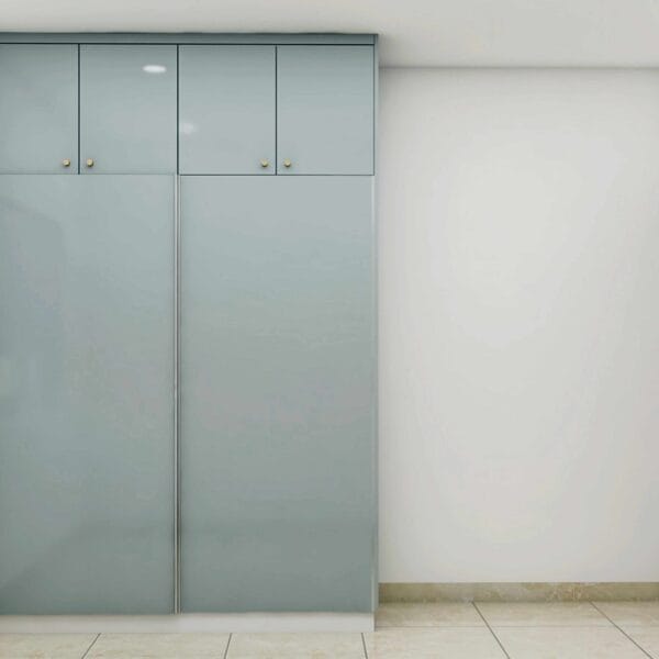 Desain Lemari Geser 2 Pintu Modern Dengan Finishing Mengkilap