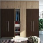 Desain Lemari Ayun 6 Pintu Modern Warna Walnut