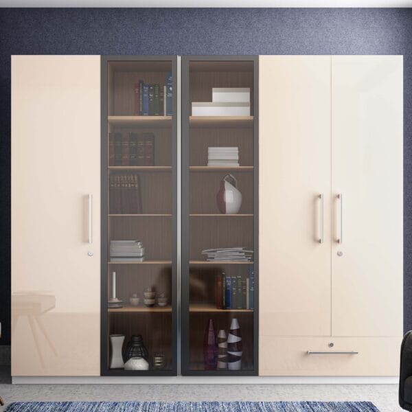 Desain Lemari Ayun 5 Pintu Modern Warna Champagne