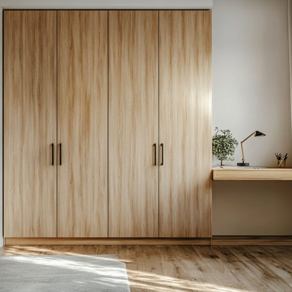 Lemari Ayun Kontemporer 4 Pintu dari Kayu Walnut