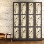 Desain Lemari Ayun 4 Pintu Kontemporer dengan Sisipan Bertekstur