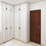 Desain Lemari Ayun 5 Pintu Modern Putih L-Shape