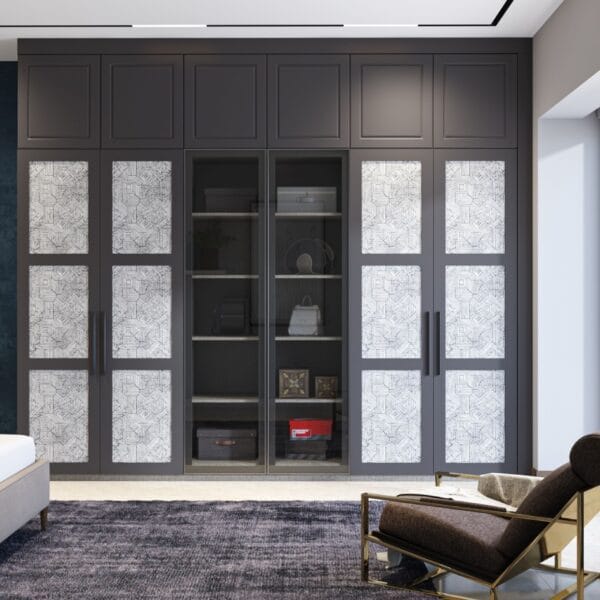 Desain Lemari Ayun 6 Pintu Klasik dengan Finishing Suede