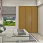 Lemari Ayun 3 Pintu Kontemporer dengan Warna Parkit dan Lapisan Suede Laminasi