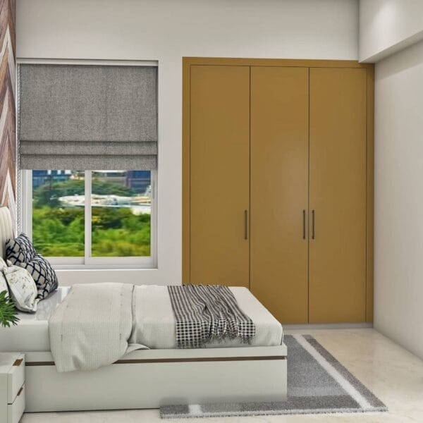 Lemari Ayun 3 Pintu Kontemporer dengan Warna Parkit dan Lapisan Suede Laminasi