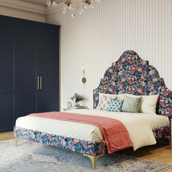 Desain Lemari Ayun 4 Pintu Klasik Warna Biru Indigo Dengan Finishing Matte