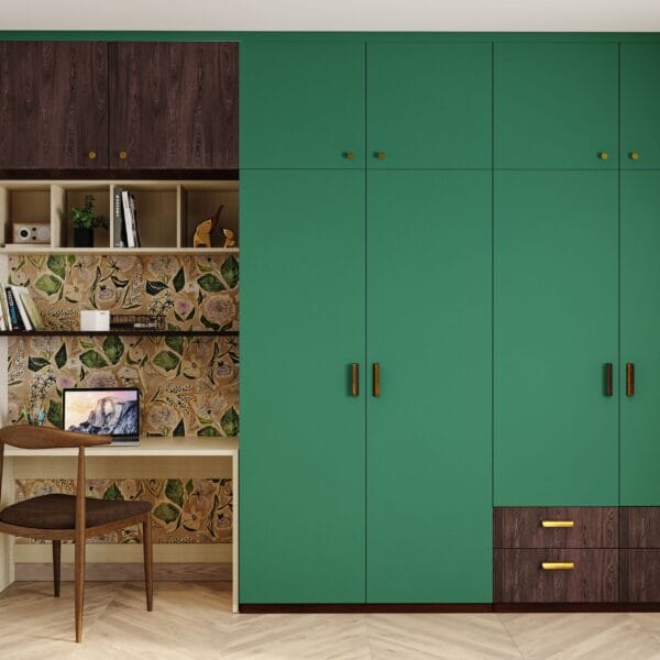 Desain Lemari Ayun 5 Pintu Kontemporer - Caribe & Tawny Balsam
